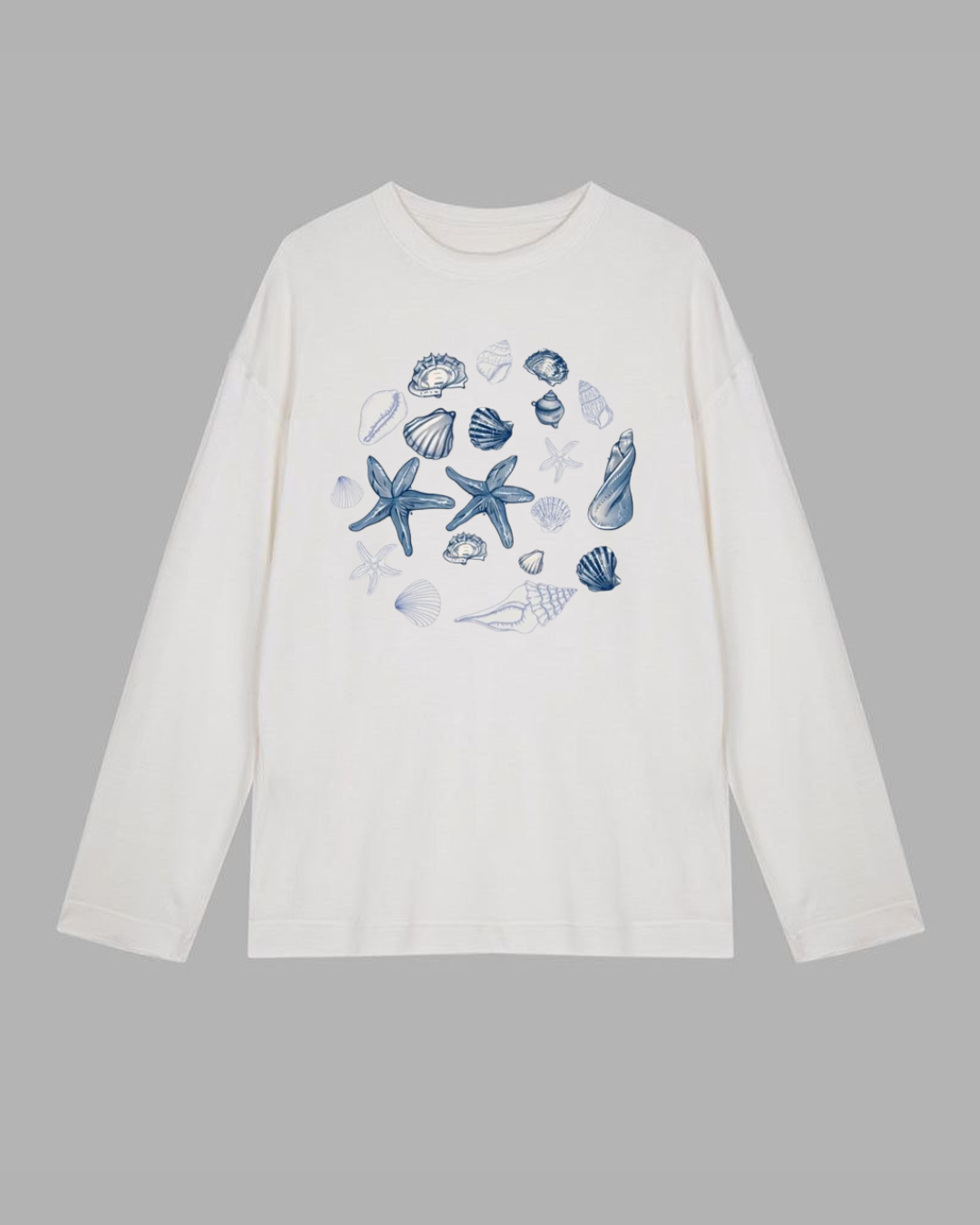 seashells Long Sleeve Cotton T-shirt