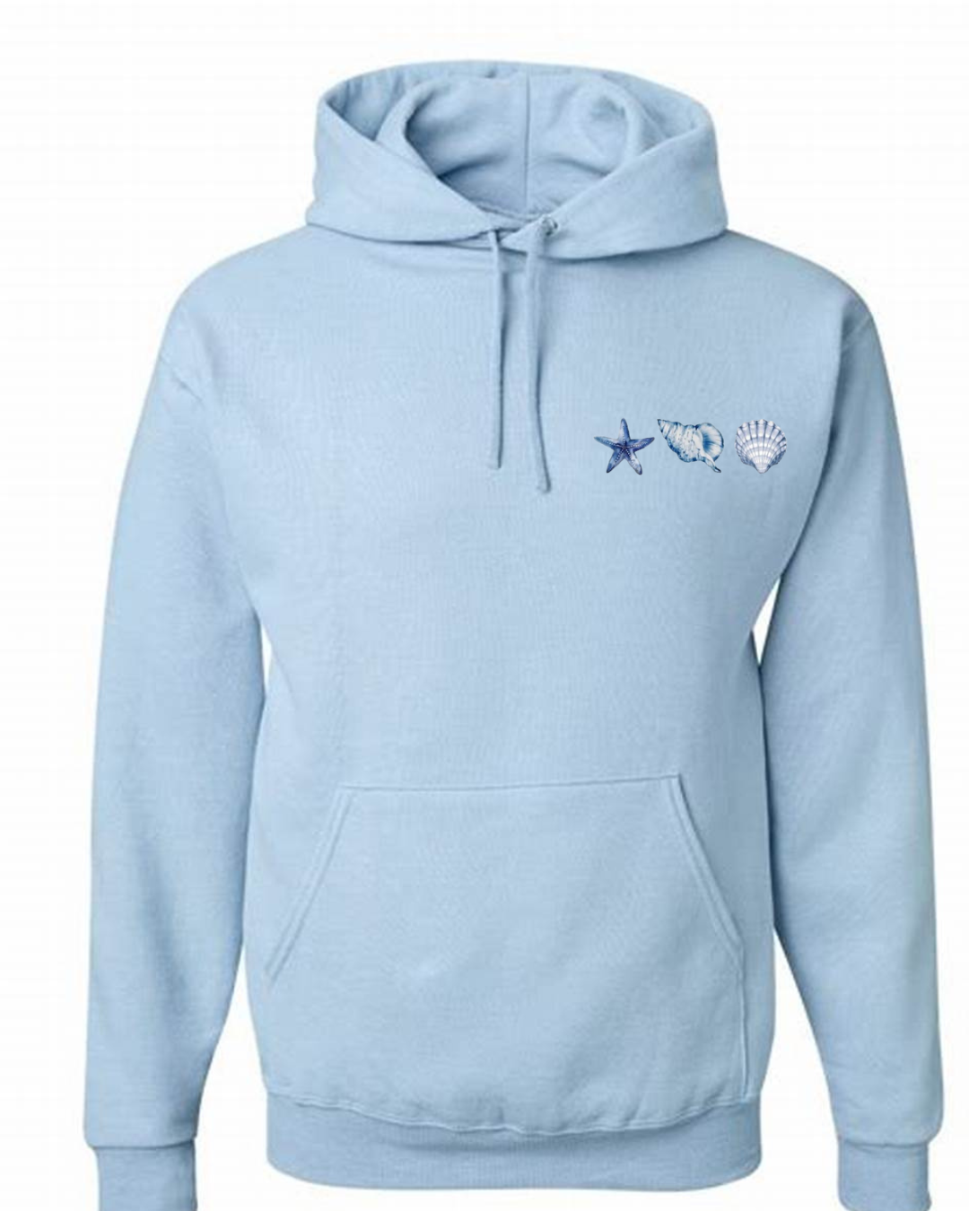 Seashells hoodie - back + front design