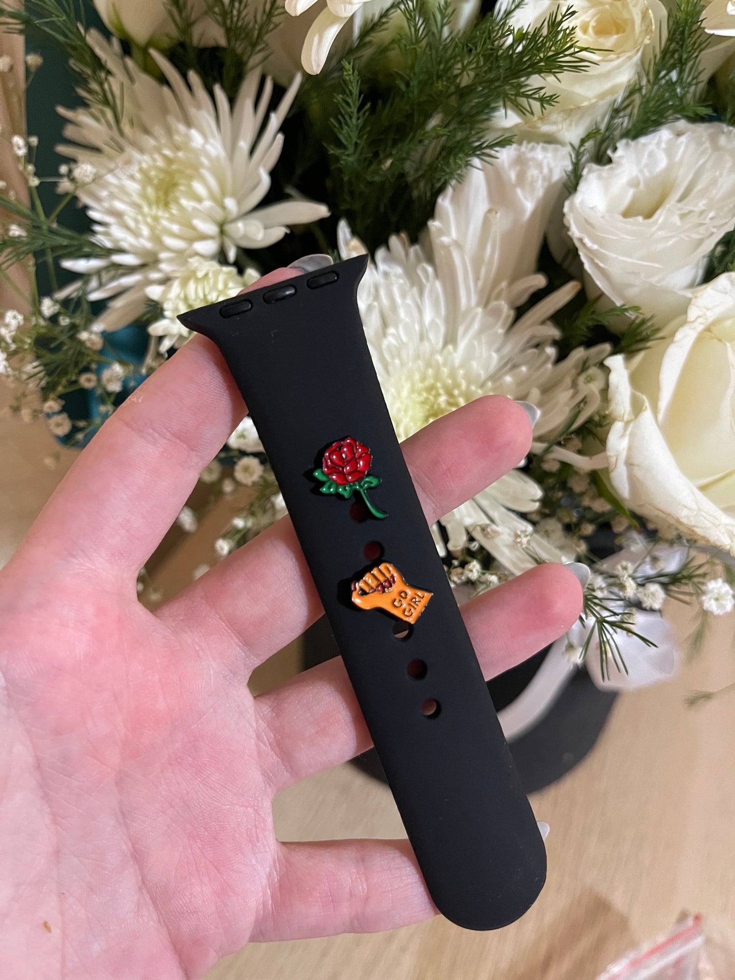 Rose watch band charm