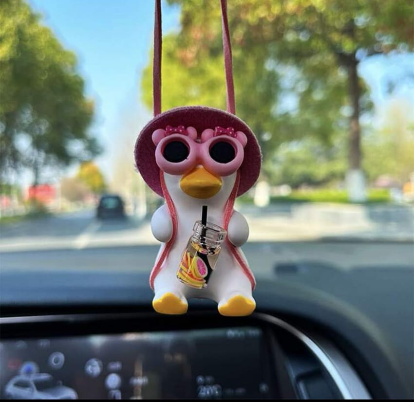 pink duck car ornament