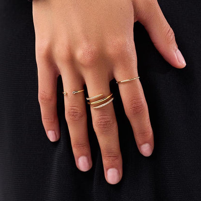 Double Wrap Pavé Spiral Ring - Gold Plated 925 Sterling Silver