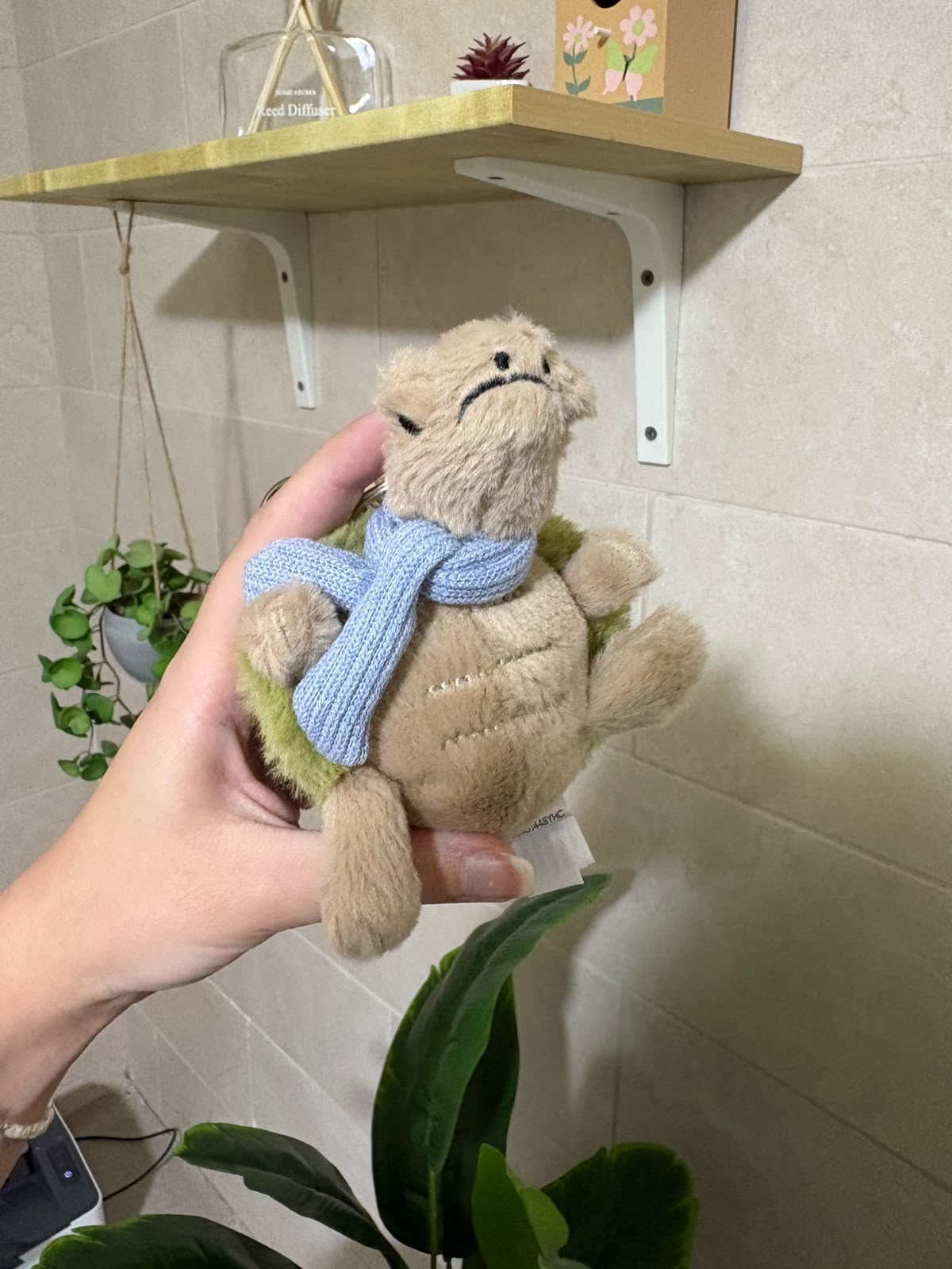 Turtle with Blue Scarf plush keychain - 10 cm