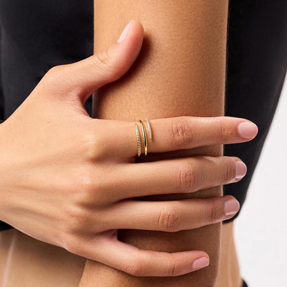 Double Wrap Pavé Spiral Ring - Gold Plated 925 Sterling Silver