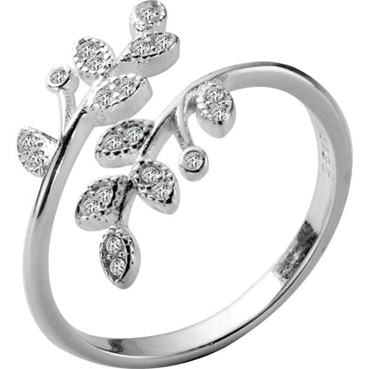 Leaf Branch Open Ring - 925 Sterling Silver