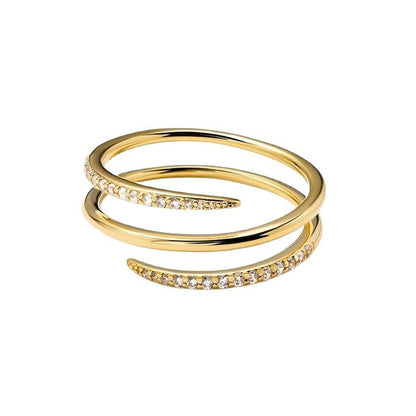 Double Wrap Pavé Spiral Ring - Gold Plated 925 Sterling Silver