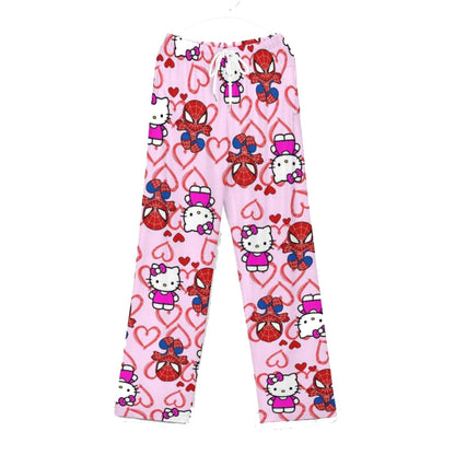 Spider man and hello kitty pajama pants (summer material)(خامة صيفية)