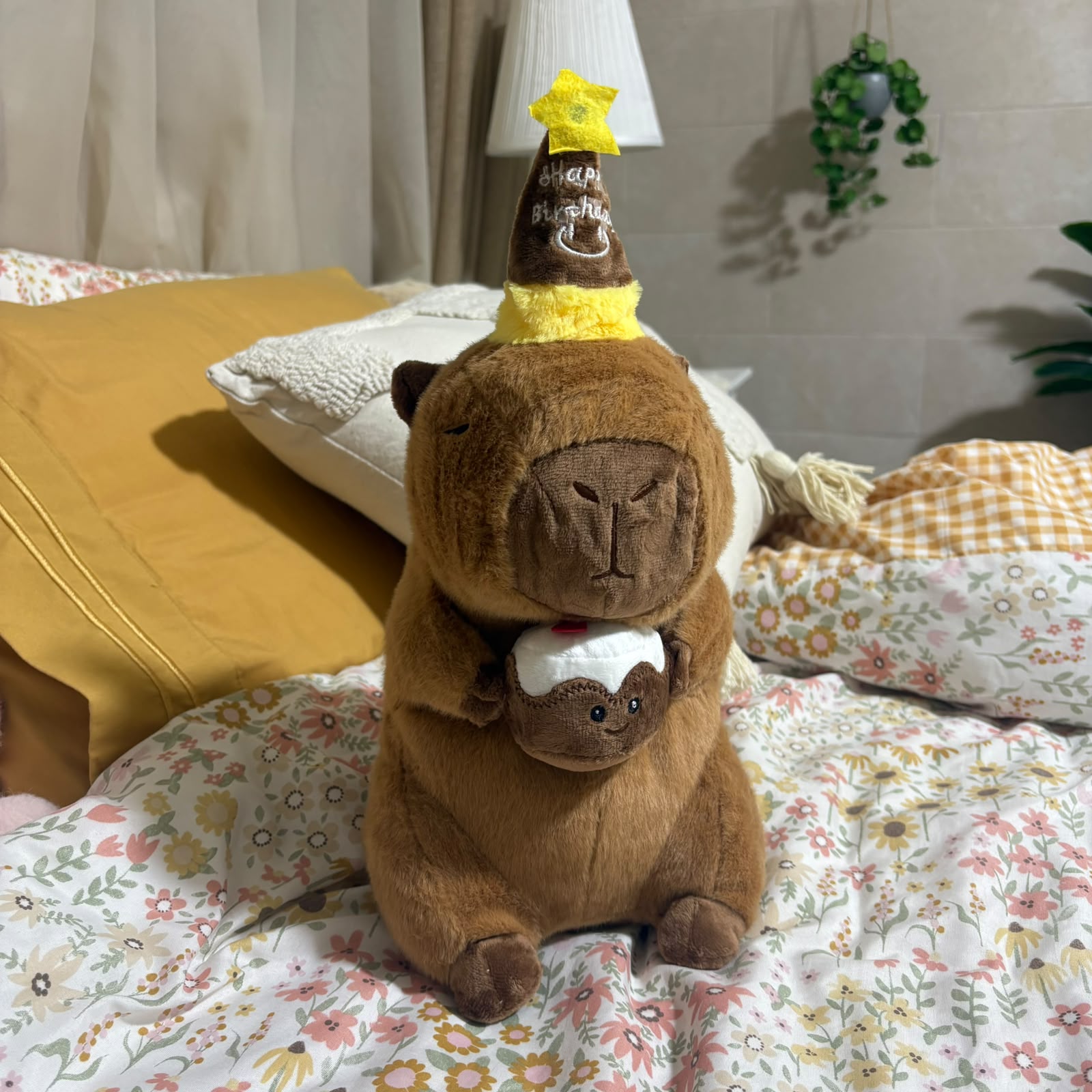 Happy Birthday Capybara Plush Toy with Cake - 30 cm