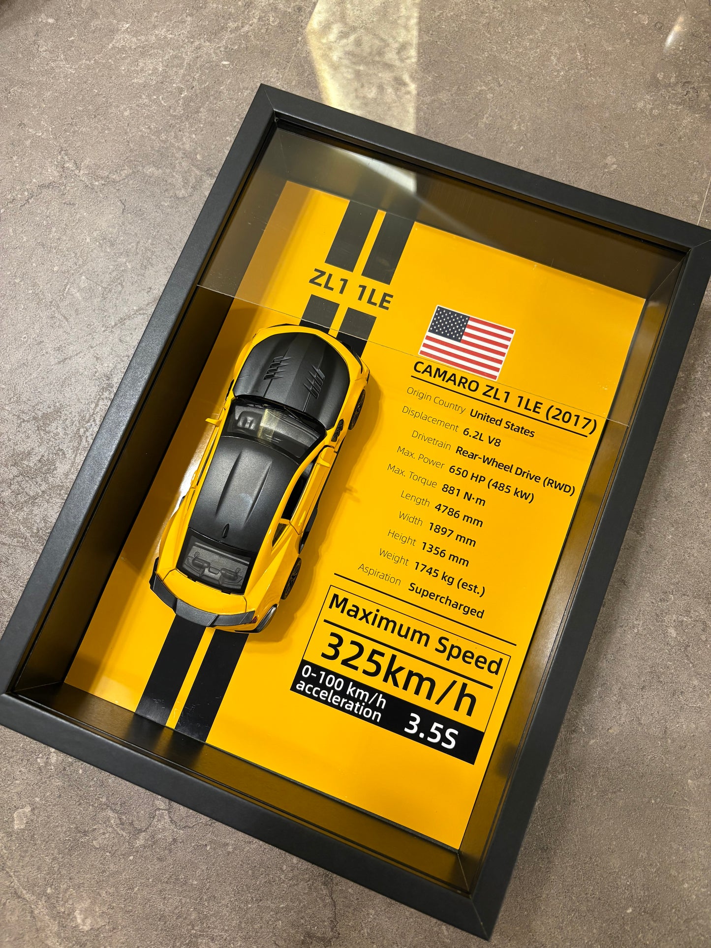 Chevrolet Camaro ZL1 1LE – 3D Diecast Wall Art Display - 32cm x 23cm