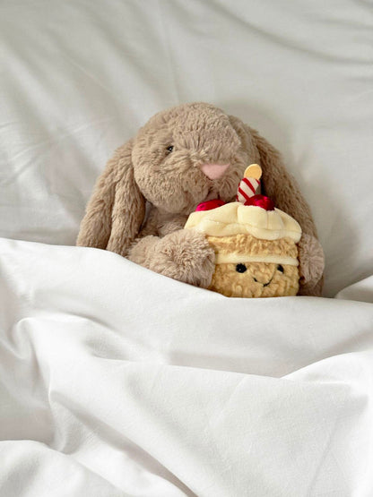 Plush Birthday Bunny with Cupcake – Cute Stuffed Animal Gift - 30 cm