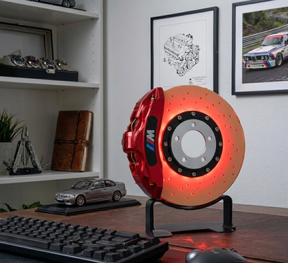 Rechargeable LED Brake Disc Desk Lamp – Cordless Red Glow Racing Caliper Light