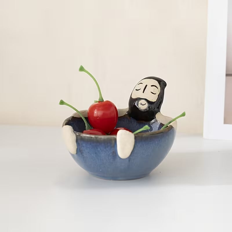 Quirky Bearded Man Ceramic Bowl