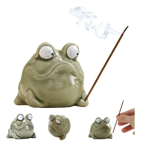 Quirky Ceramic Frog Incense / Bakhur Holder