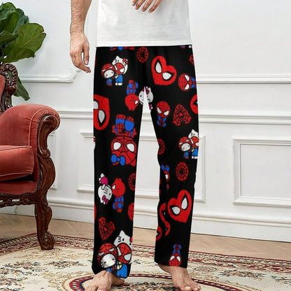 Spider man and hello kitty pajama pants (summer material)(خامة صيفية)