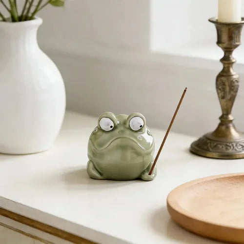 Quirky Ceramic Frog Incense / Bakhur Holder