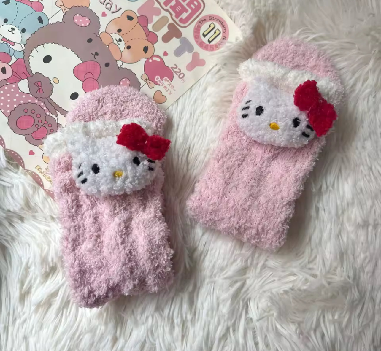 Hello kitty fuzzy socks