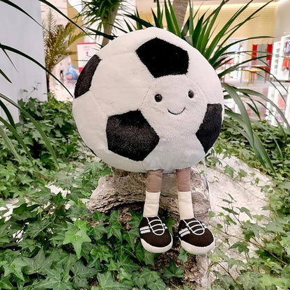 Kawaii Sports Ball Plushies – Basketball & Football - 30 cm