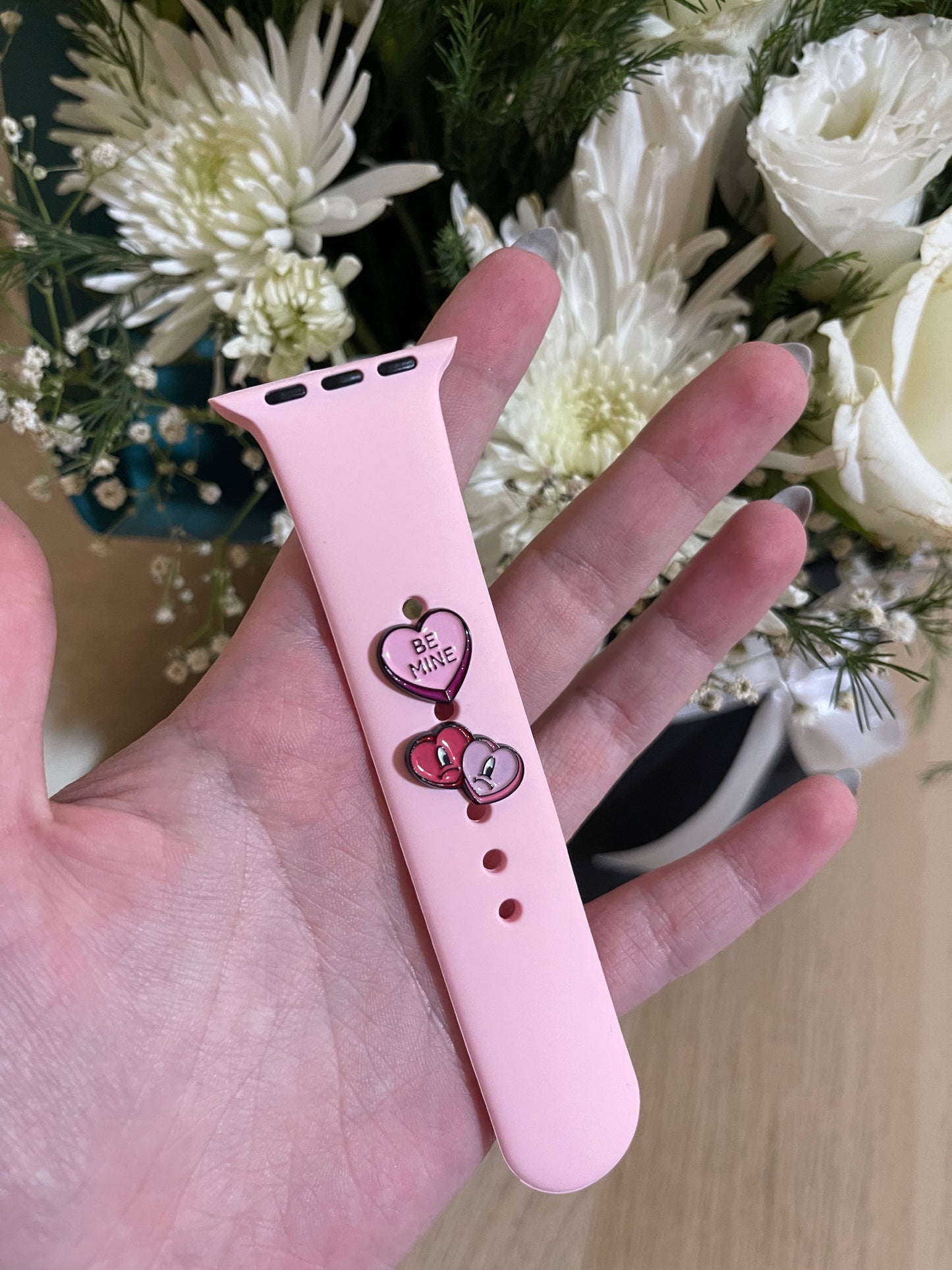 Heart watch band charm