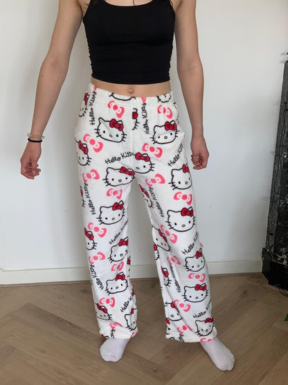White hello kitty pajama pants (winter material)(خامة شتوية)