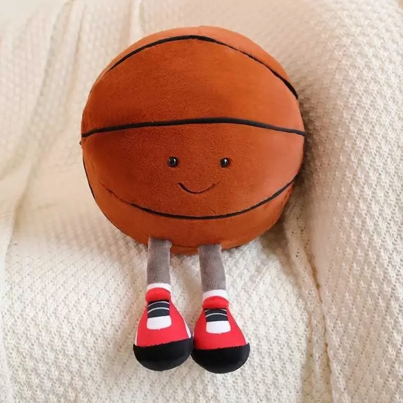 Kawaii Sports Ball Plushies – Basketball & Football - 30 cm