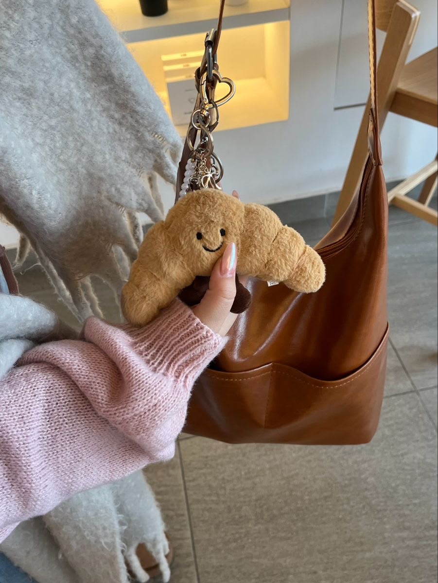 Cute Plush Croissant Bag Charm & Keychain - 10 cm