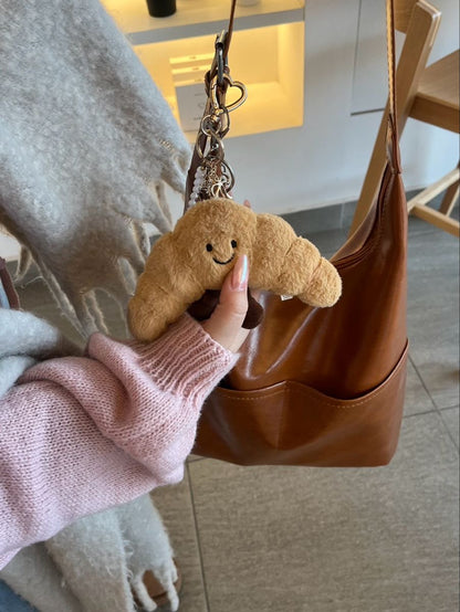 Cute Plush Croissant Bag Charm & Keychain - 10 cm