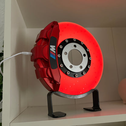 Rechargeable LED Brake Disc Desk Lamp – Cordless Red Glow Racing Caliper Light
