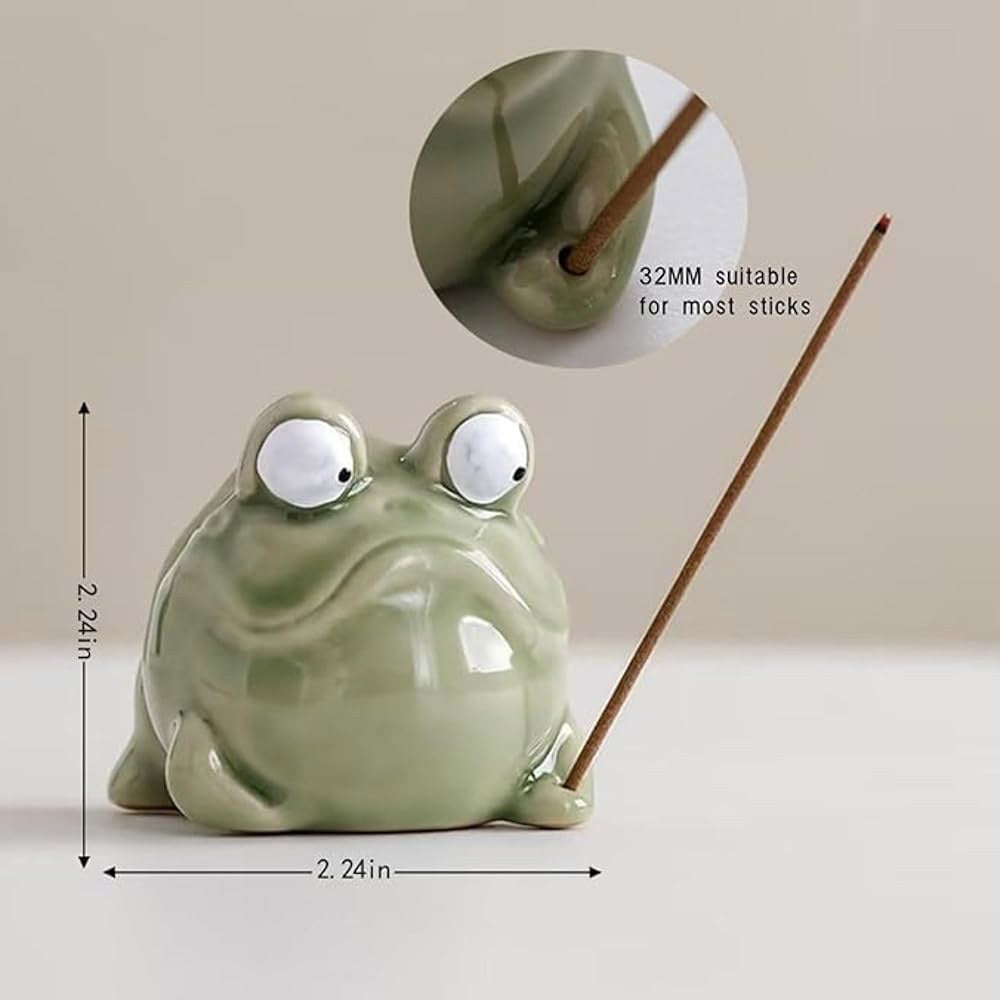 Quirky Ceramic Frog Incense / Bakhur Holder