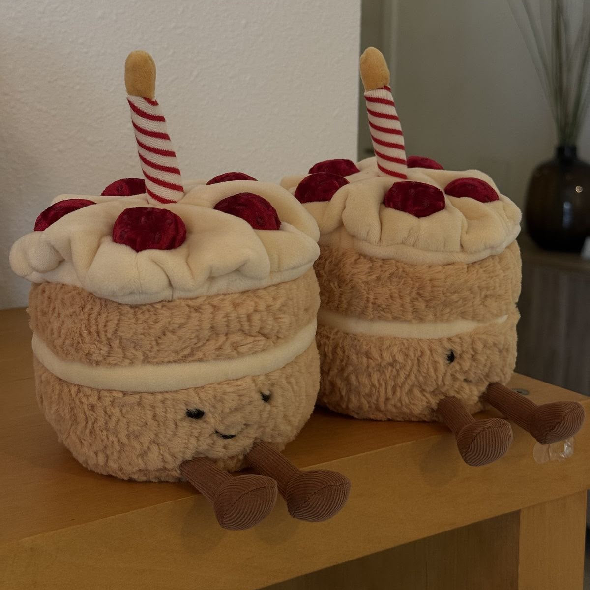 Birthday Cake Plush Toy – Soft Layered Celebration Cake Plushie with Candle