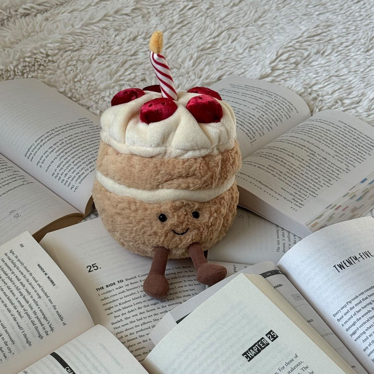 Birthday Cake Plush Toy – Soft Layered Celebration Cake Plushie with Candle