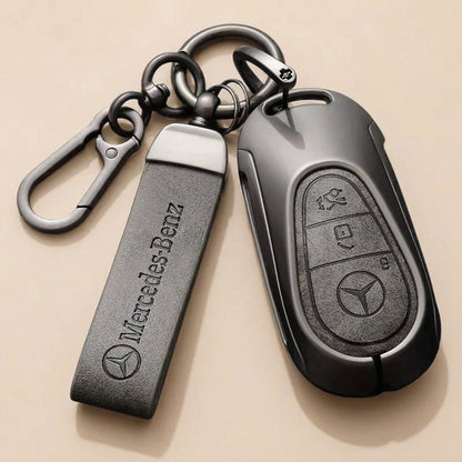 Classic Tan Leather Car Mercedes Premium Black Key Holder & Fob Protector