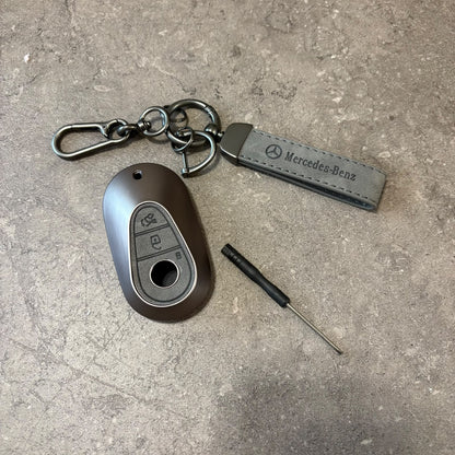 Classic Tan Leather Car Mercedes Premium Black Key Holder & Fob Protector