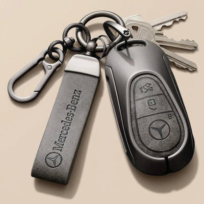 Classic Tan Leather Car Mercedes Premium Black Key Holder & Fob Protector