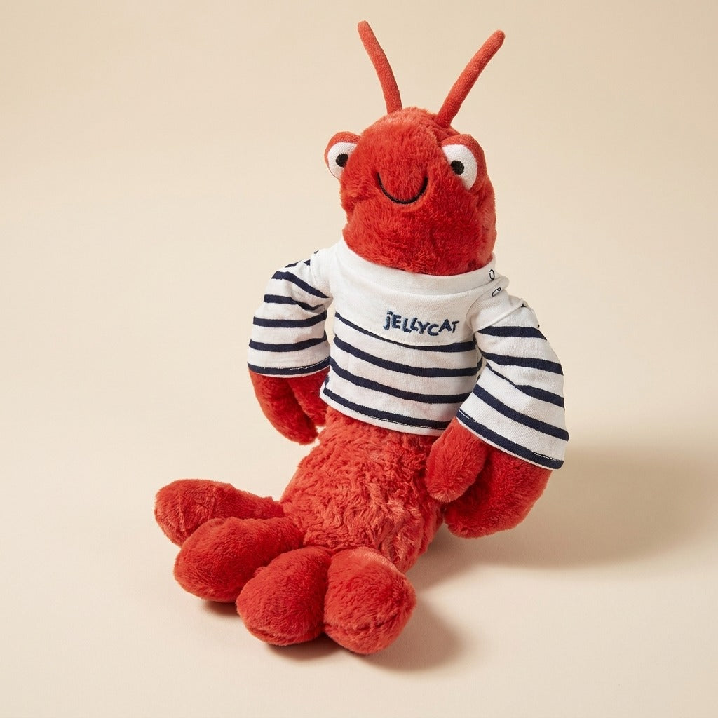 Cute Red Lobster Plush Toy – Soft Lobster Plushie in Striped Sailor Shirt - 30 cm