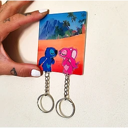 Stitch and angel keychain holder
