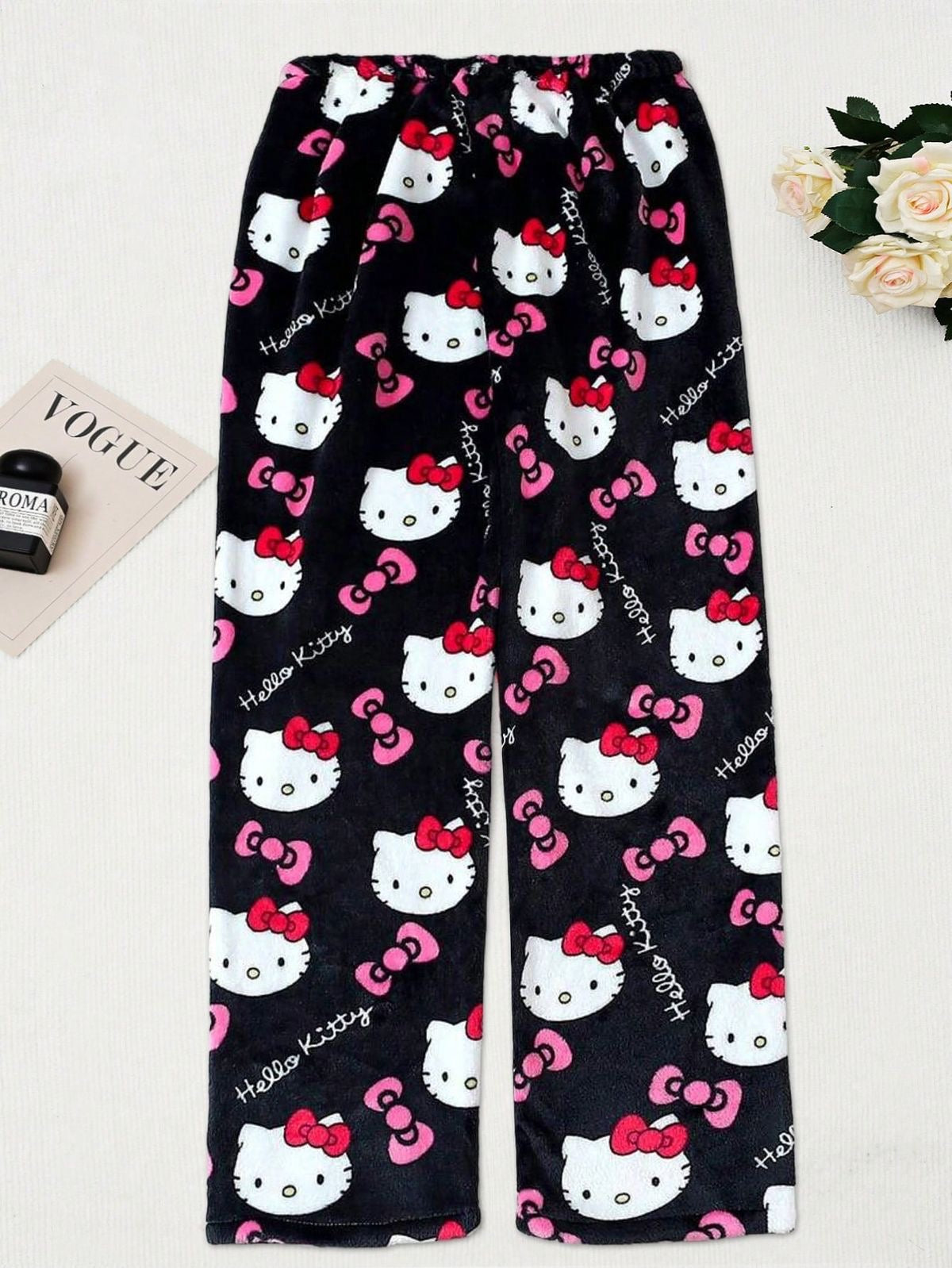 Black hello kitty pajama pants (winter material)(خامة شتوية)