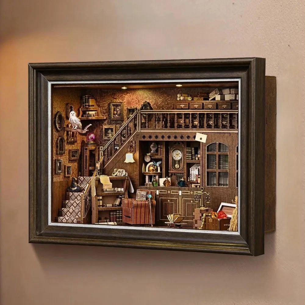 DIY Harry Potter Secret Attic Miniature Kit – 3D Light-Up Wall Frame Nook Craft