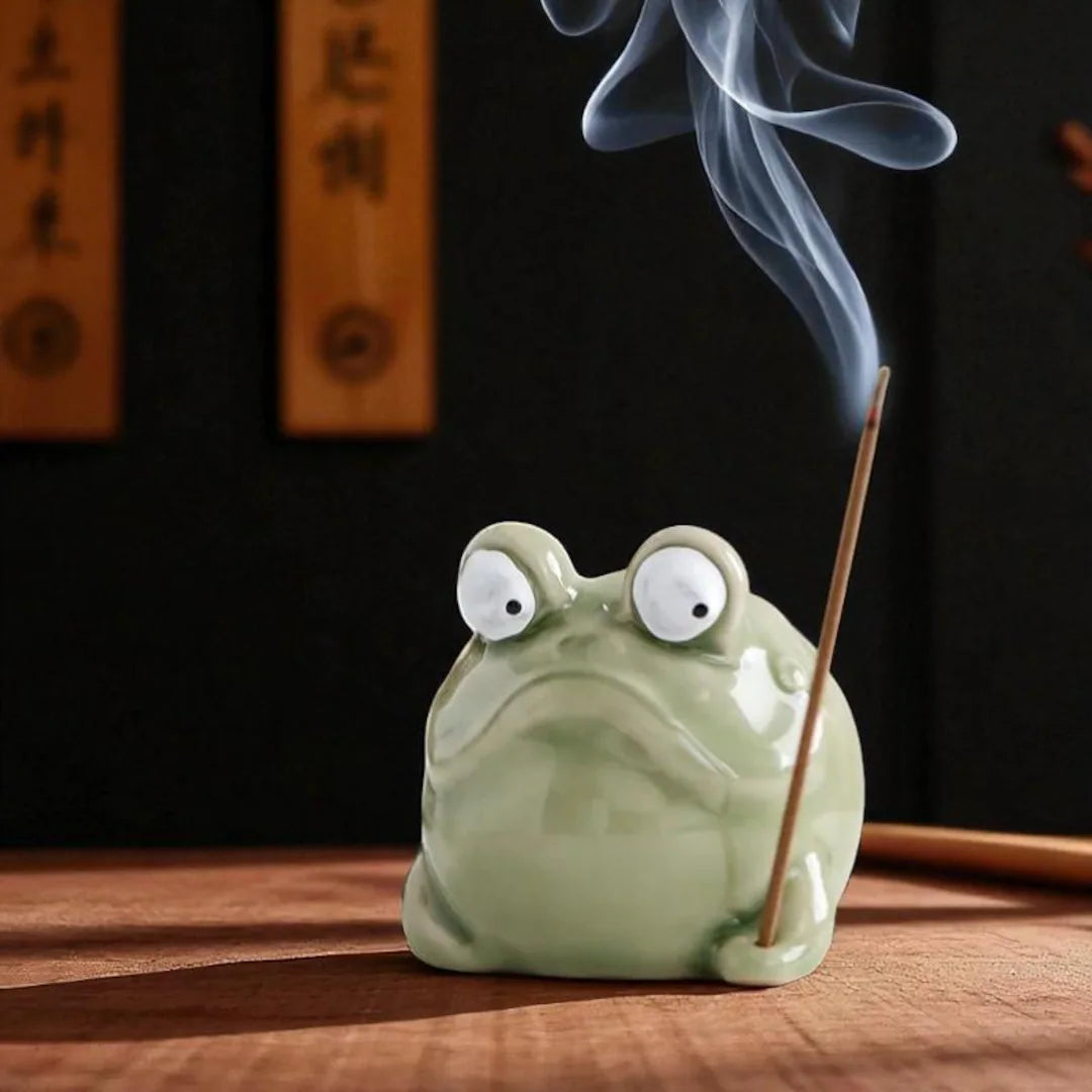Quirky Ceramic Frog Incense / Bakhur Holder