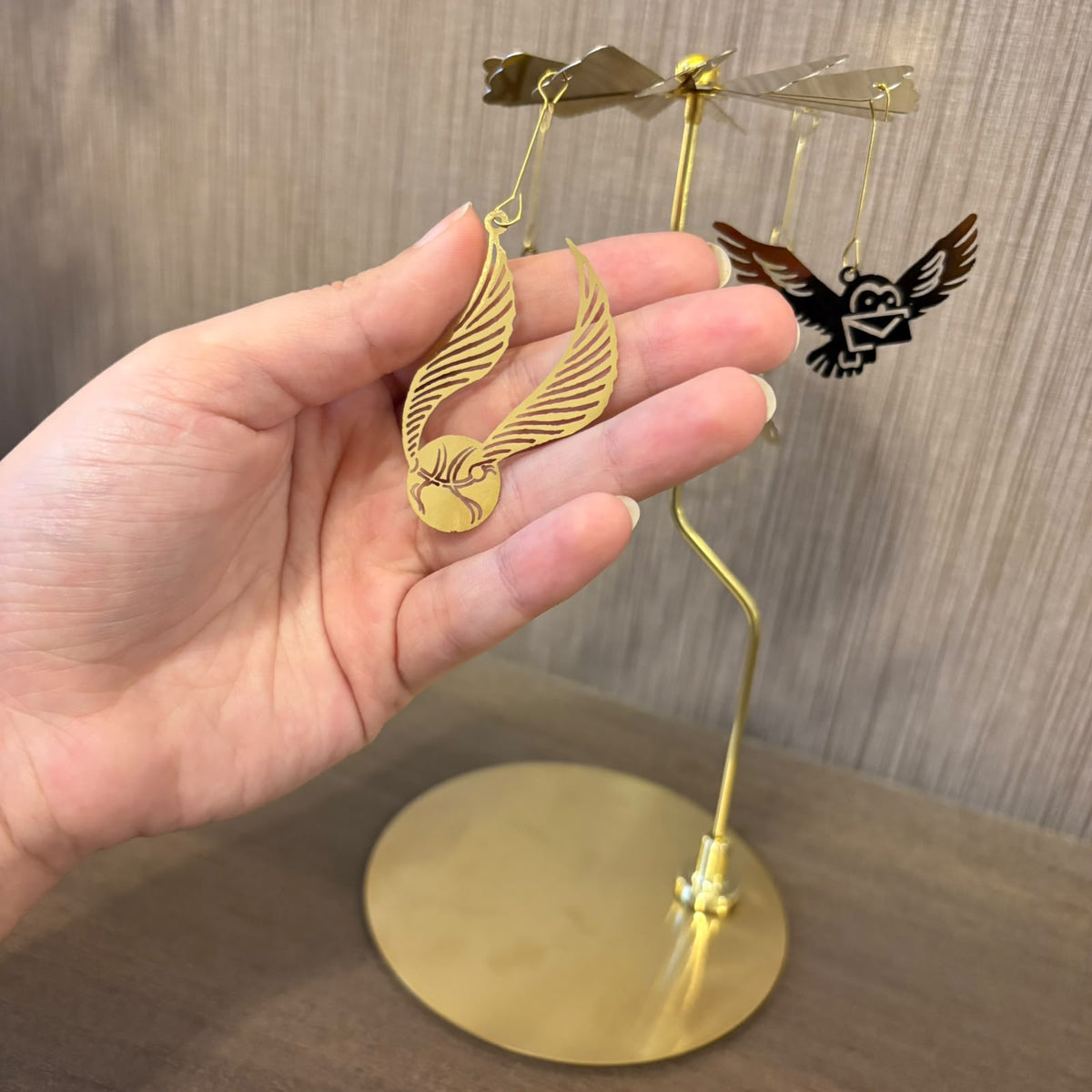 Harry Potter Rotating Metal Candle Holder Carousel – Gold Wizarding Room Decor & Table Centerpiece