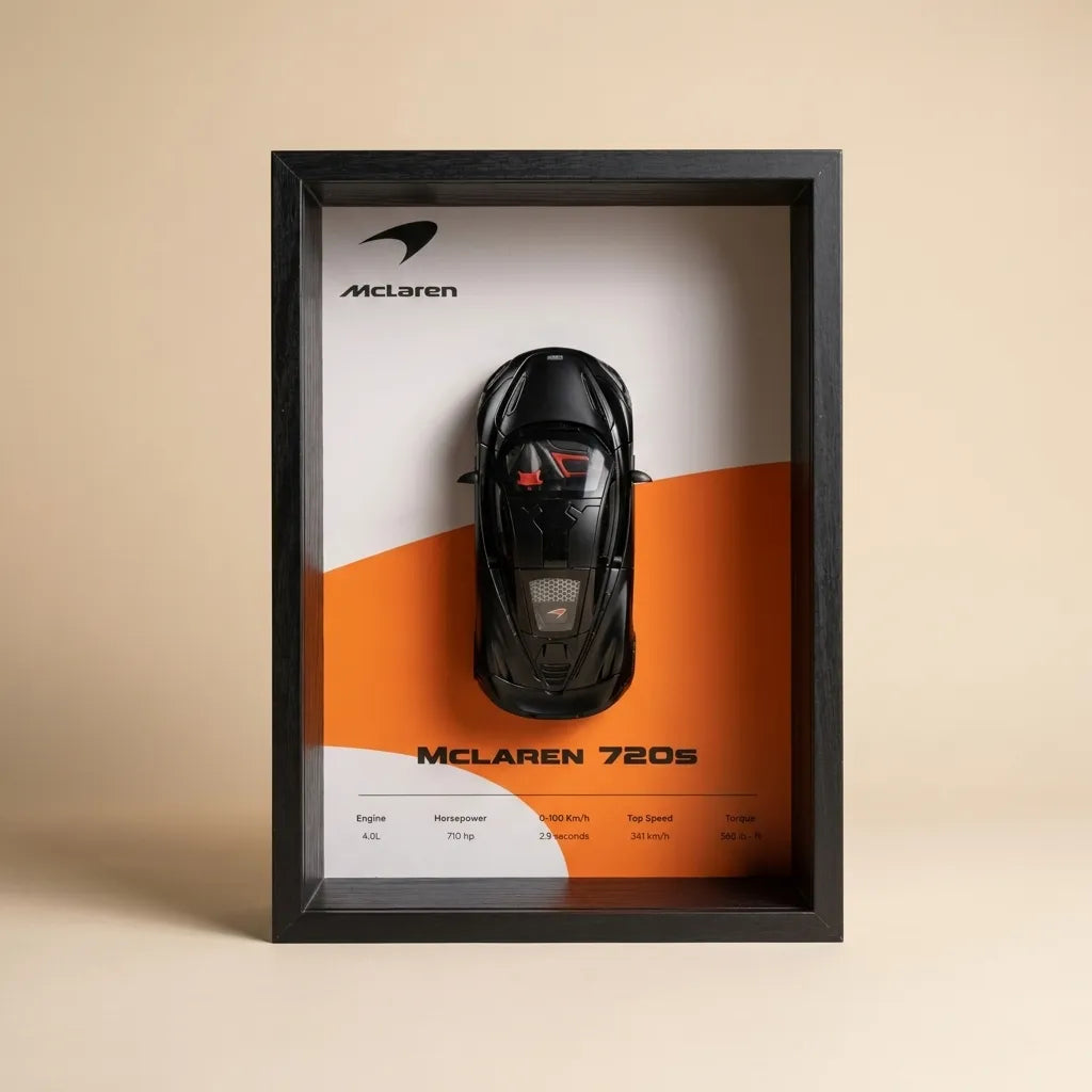 McLaren 720S 3D Shadow Box Wall Art - Black - 32cm x 23cm