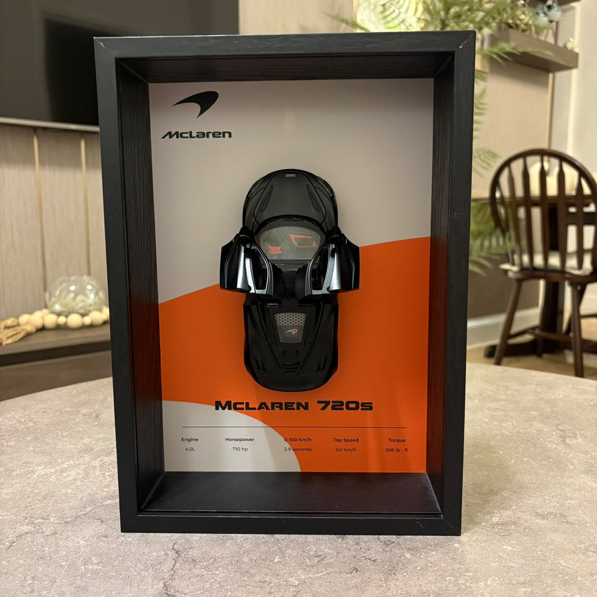 McLaren 720S 3D Shadow Box Wall Art - Black - 32cm x 23cm