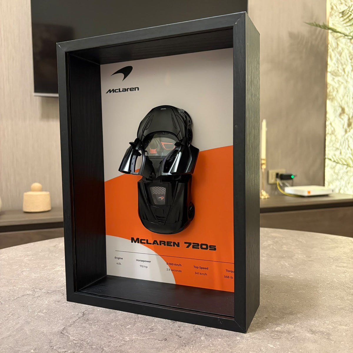 McLaren 720S 3D Shadow Box Wall Art - Black - 32cm x 23cm