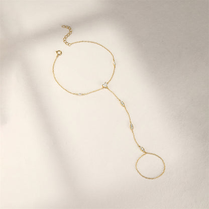 Marquise Station Hand Chain Bracelet - Gold Plated 925 Sterling Silver