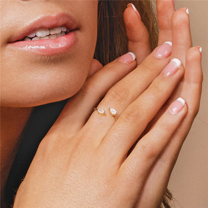 Double Pear Open Ring - Gold Plated 925 Sterling Silver