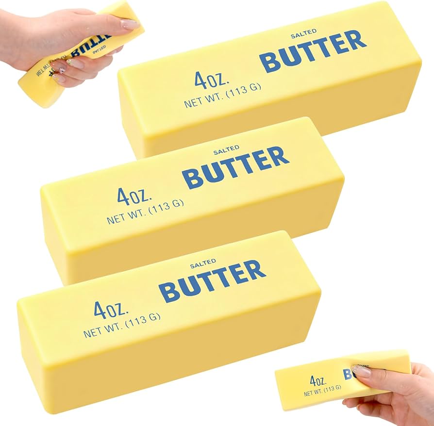 Squeeze & Stretch Butter Stick Stress Reliever Toy (Yellow & Strawberry Pink)