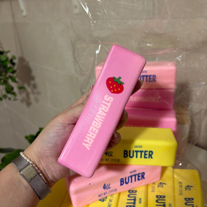 Squeeze & Stretch Butter Stick Stress Reliever Toy (Yellow & Strawberry Pink)