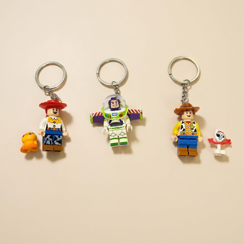 Toy Story Mini Figure Keychains – Woody with Forky, Buzz Lightyear & Jessie Keyring Collection