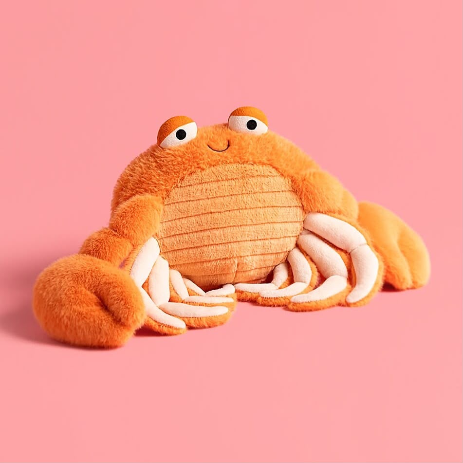 Orange Plush Crab Stuffed Animal – Soft Ocean Creature Plushie & Beach Nursery Decor