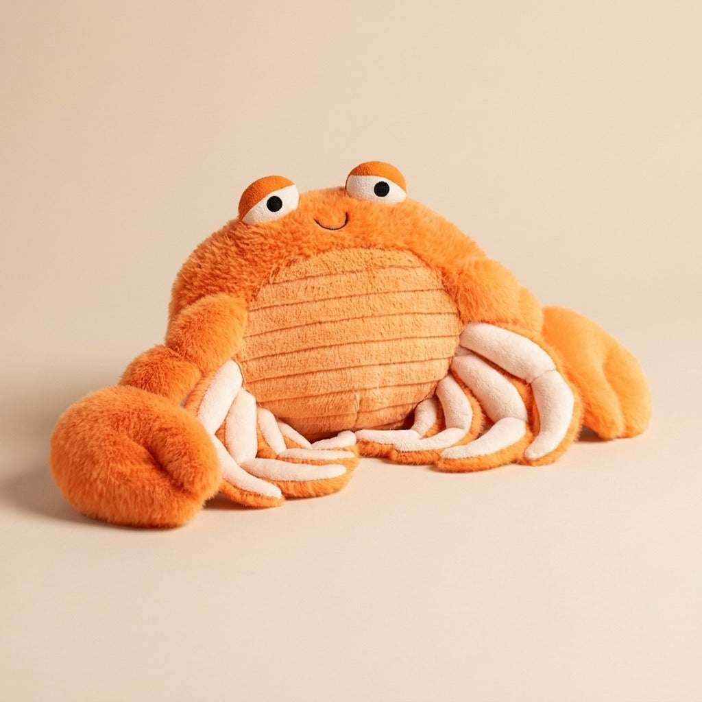 Orange Plush Crab Stuffed Animal – Soft Ocean Creature Plushie & Beach Nursery Decor