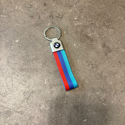 BMW M-Power Tri-Color Woven Strap Keychain
