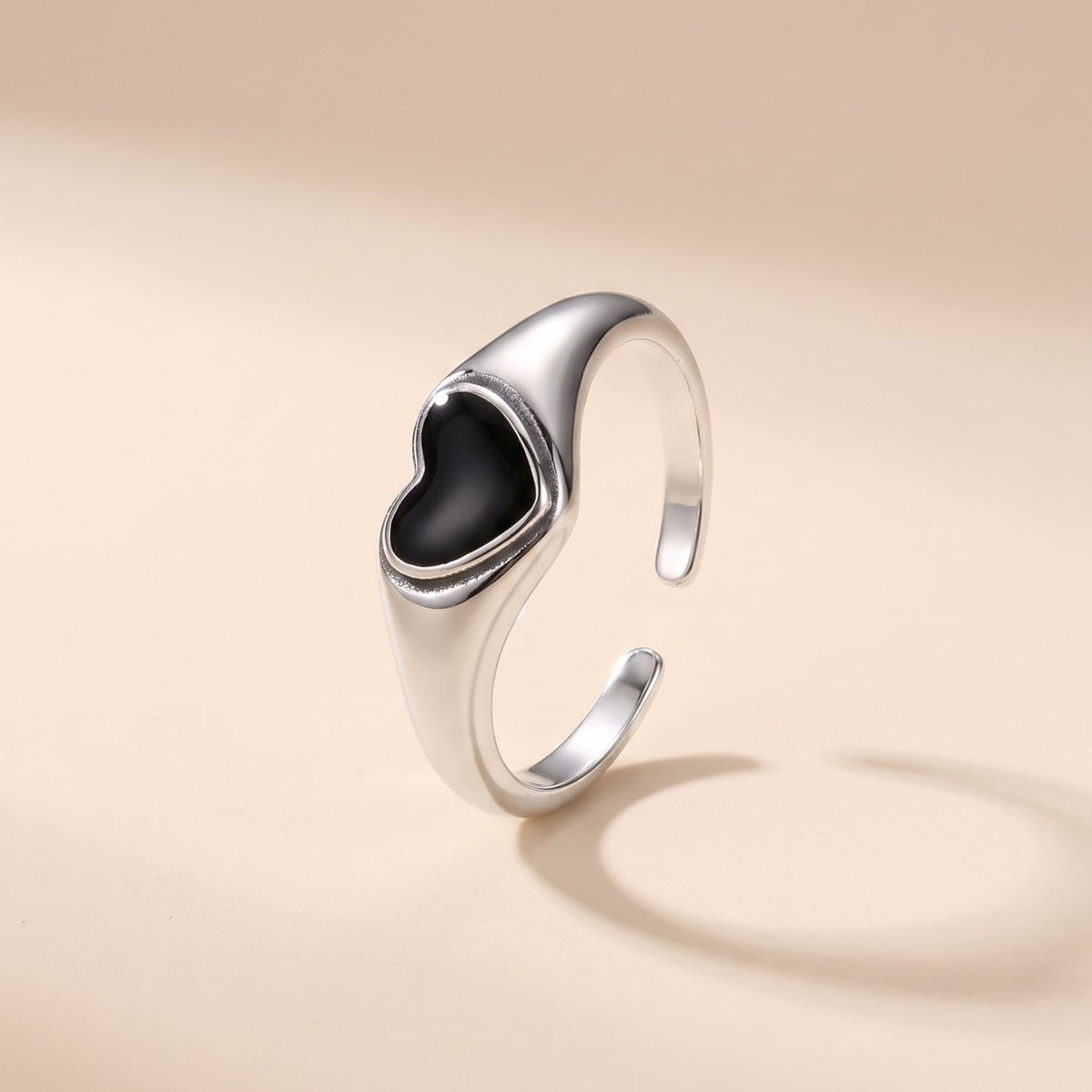 Buy Black Heart Signet Adjustable Ring - 925 Sterling Silver at Pinky Promise